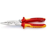 Knipex - Elektroinstallationszange Länge 200 mm vde verchromt Mehrkomponenten-Hüllen mit Öffnungsfeder mit Befestigungsöse von Knipex