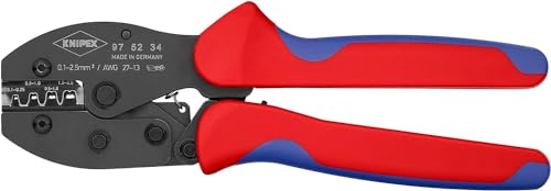 Knipex PreciForce® Crimpzange brüniert, mit Mehrkomponenten-Hüllen 220 mm (SB-Karte/Blister) 97 52 34 SB von Knipex