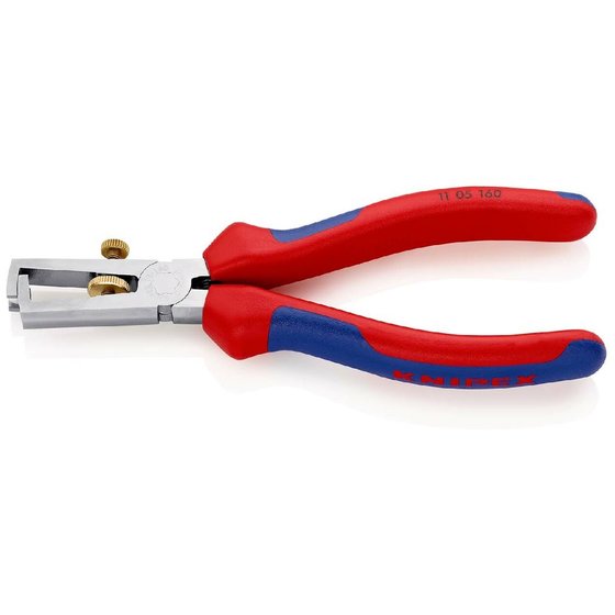 KNIPEX® - Abisolierzange mit Öffnungsfeder, universal verchromt, mit Mehrkomponenten-Hüllen 160 mm 1105160 von Knipex