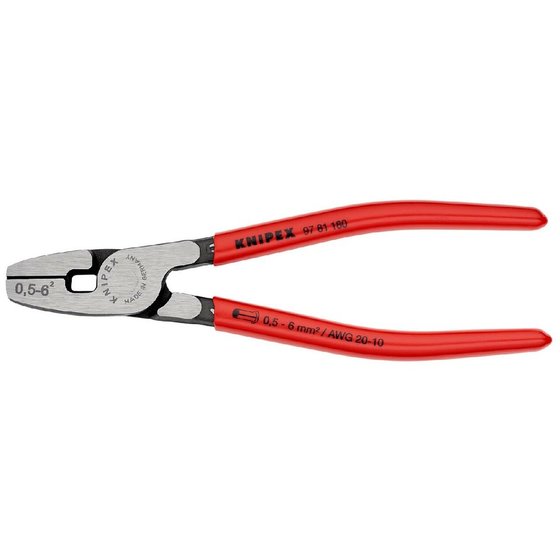 KNIPEX® - Crimpzange für Aderendhülsen mit Fronteinführung mit Kunststoff überzogen 180 mm 9781180 von Knipex