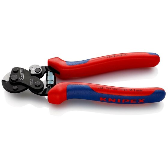 KNIPEX® - Drahtseilschere für Reifencord brüniert, mit Mehrkomponenten-Hüllen 160 mm 9562160TC von Knipex