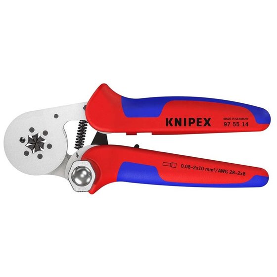 KNIPEX® - Selbsteinstellende Crimpzange für Aderendhülsen mit Seiteneinführung verchromt, mit Mehrkomponenten-Hüllen 180 mm 975514 von Knipex