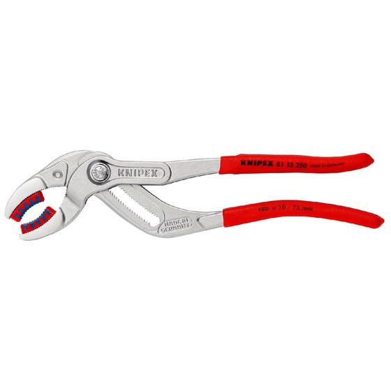 KNIPEX® - Siphon- und Connectorenzange "SpeedGrip" verchromt, mit rutschhemmendem Kunststoff überzogen 250 mm 8113250 von Knipex