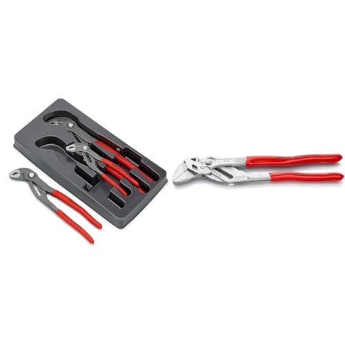 KNIPEX 00 20 09 V02 Cobra®-Paket & 86 03 250 Zangenschlüssel Zange und Schraubenschlüssel in einem Werkzeug verchromt mit Kunststoff überzogen 250 mm von Knipex