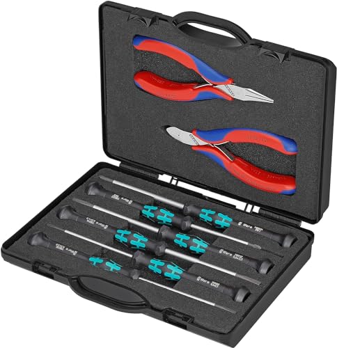 KNIPEX Elektronikzangen-Set mit Werkzeugen für Arbeiten an elektronischen Bauteilen 8-teilig 215 mm, 00 20 18 von KNIPEX