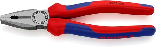 Knipex Kombizange schwarz atramentiert, mit Mehrkomponenten-Hüllen 200 mm 03 02 200 von Knipex