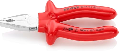 Knipex Kombizange verchromt, tauchisoliert, VDE-geprüft 160 mm 03 07 160 von Knipex