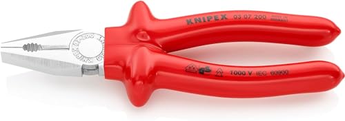 Knipex Kombizange verchromt, tauchisoliert, VDE-geprüft 200 mm 03 07 200 von Knipex