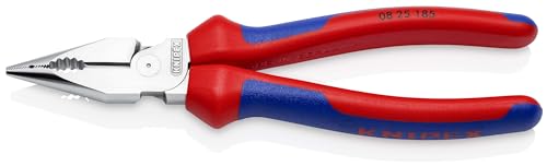 KNIPEX 08 25 185 Spitz-Kombizange mit Mehrkomponenten-Hüllen verchromt 185 mm von Knipex