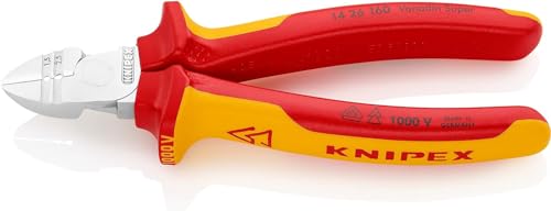 KNIPEX Abisolier-Seitenschneider isoliert mit Mehrkomponenten-Hüllen, VDE-geprüft verchromt 160 mm, 14 26 160 von KNIPEX