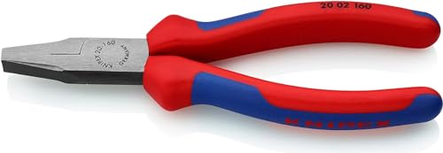 Knipex Flachzange schwarz atramentiert, mit Mehrkomponenten-Hüllen 160 mm 20 02 160 von Knipex