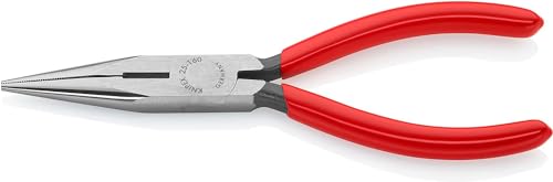 KNIPEX Flachrundzange mit Schneide (Radiozange) mit Kunststoff überzogen schwarz atramentiert 160 mm, 25 01 160 von KNIPEX