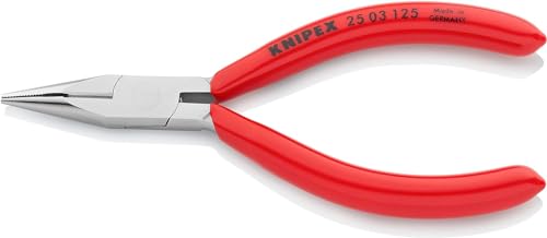 Knipex Flachrundzange mit Schneide (Radiozange) verchromt, mit Kunststoff überzogen 125 mm 25 03 125 von Knipex