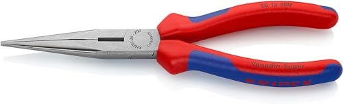 KNIPEX Flachrundzange mit Schneide, 200 mm, Chrom-Vanadium Stahl, formstabil bei Verwindung durch elastische Spitze, Flachzange, 26 12 200 von Knipex