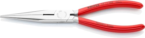 KNIPEX Flachrundzange mit Schneide (Storchschnabelzange) mit Kunststoff überzogen verchromt 200 mm, 26 13 200 von KNIPEX