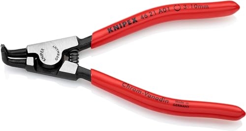 KNIPEX Sicherungsringzange für Außenringe auf Wellen mit Kunststoff überzogen schwarz atramentiert 125 mm, 46 21 A01 von KNIPEX