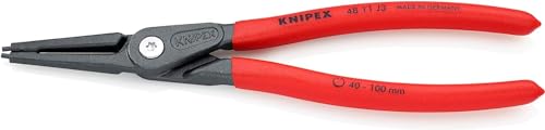 KNIPEX Präzisions-Sicherungsringzange für Innenringe in Bohrungen mit rutschhemmendem Kunststoff überzogen grau atramentiert 225 mm, 48 11 J3 von KNIPEX