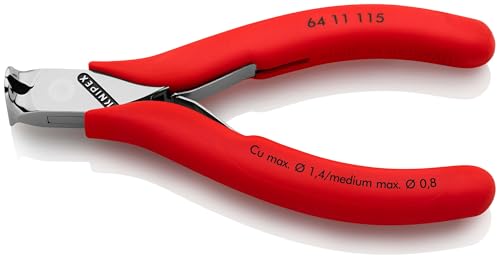 KNIPEX Elektronik-Vornschneider mit rutschhemmenden Kunststoff-Hüllen 115 mm, 64 11 115 von KNIPEX