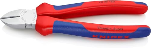 Knipex Seitenschneider verchromt, mit Mehrkomponenten-Hüllen 180 mm 70 05 180 von Knipex