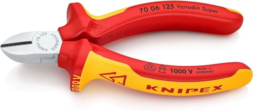 Knipex Seitenschneider verchromt, isoliert mit Mehrkomponenten-Hüllen, VDE-geprüft 125 mm 70 06 125 von Knipex