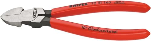 KNIPEX Seitenschneider für Lichtwellenleiter (Glasfaserkabel) mit Kunststoff überzogen 160 mm, 72 51 160 von KNIPEX