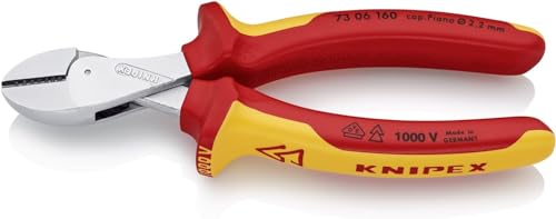 Knipex X-Cut® Kompakt-Seitenschneider hochübersetzt verchromt, isoliert mit Mehrkomponenten-Hüllen, VDE-geprüft 160 mm 73 06 160 von Knipex