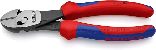 KNIPEX TwinForce Hochleistungs-Seitenschneider mit Mehrkomponenten-Hüllen schwarz atramentiert 180 mm, 73 72 180 von KNIPEX
