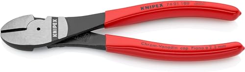 KNIPEX Kraft-Seitenschneider mit Kunststoff überzogen schwarz atramentiert 180 mm, 74 01 180 von KNIPEX
