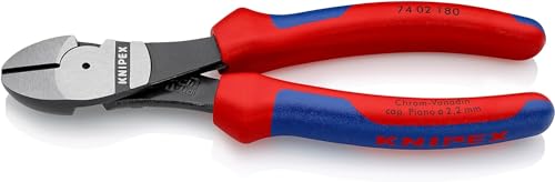 Knipex Kraft-Seitenschneider schwarz atramentiert, mit Mehrkomponenten-Hüllen 180 mm 74 02 180 von Knipex