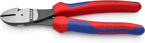 Knipex Kraft-Seitenschneider schwarz atramentiert, mit Mehrkomponenten-Hüllen 200 mm 74 02 200 von Knipex