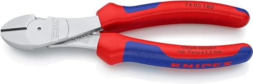 Knipex Kraft-Seitenschneider verchromt, mit Mehrkomponenten-Hüllen 180 mm 74 05 180 von Knipex