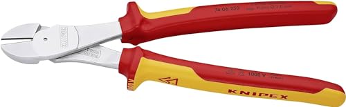 KNIPEX Kraft-Seitenschneider isoliert mit Mehrkomponenten-Hüllen, VDE-geprüft verchromt 250 mm, 74 06 250 von KNIPEX