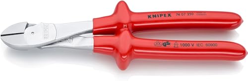 KNIPEX Kraft-Seitenschneider tauchisoliert, VDE-geprüft verchromt 250 mm 74 07 250 von KNIPEX