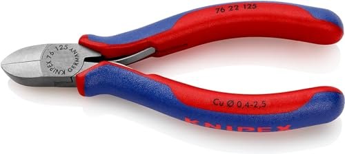 Knipex Seitenschneider für Elektromechaniker schwarz atramentiert, mit Mehrkomponenten-Hüllen 125 mm 76 22 125 von Knipex