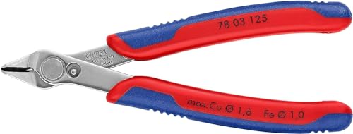 KNIPEX Electronic Super Knips Elektronik-Seitenschneider, 125 mm, weicher Draht(Kupfer) bis 1,6 mm, mittelharter Draht(Nagel) bis 1,0 mm, 78 03 125 von Knipex