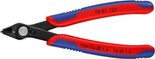 KNIPEX Electronic Super Knips, Elektronik-Seitenschneider für feine, harte Drähte, Rostschutz brüniert, 125 mm 78 81 125 von Knipex