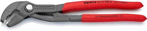 KNIPEX Federbandschellenzange mit rutschhemmendem Kunststoff überzogen grau atramentiert 250 mm, 85 51 250 A von KNIPEX