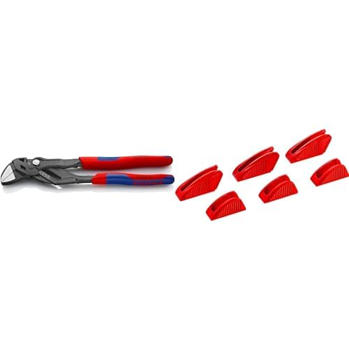 KNIPEX 86 02 250 Zangenschlüssel Zange und Schraubenschlüssel in einem Werkzeug grau atramentiert mit Mehrkomponenten-Hüllen 250 mm & 86 09 250 V01 Schonbacken für 86 XX 250 von Knipex