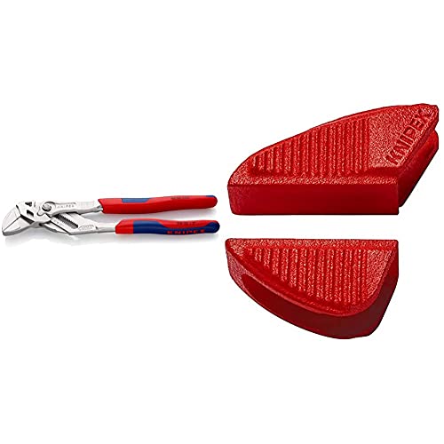 KNIPEX 86 05 250 Zangenschlüssel Zange und Schraubenschlüssel in einem Werkzeug verchromt mit Mehrkomponenten-Hüllen 250 mm & 86 09 250 V01 Schonbacken für 86 XX 250 von Knipex