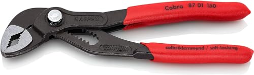 KNIPEX Cobra® Wasserpumpenzange, 150 mm, Muttern bis 30 mm, Rohre bis 36 mm, Feinverstellung per Knopfdruck, Rohrzange, 87 01 150 von Knipex