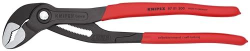 KNIPEX Cobra Hightech-Wasserpumpenzange mit rutschhemmendem Kunststoff überzogen grau atramentiert 300 mm, 87 01 300 von KNIPEX