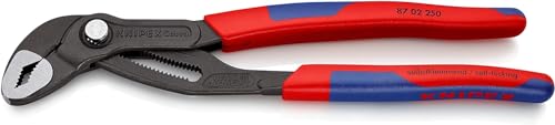 KNIPEX Cobra Hightech-Wasserpumpenzange mit schlanken Mehrkomponenten-Hüllen grau atramentiert 250 mm, 87 02 250 von KNIPEX