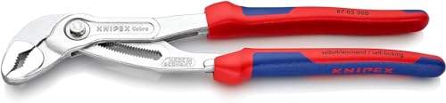 KNIPEX Cobra, Wasserpumpenzange | Rohrzange mit 2K-Griffen, groß, Chrom-Vanadium, Rostschutz verchromt, 300 mm, 87 05 300 von Knipex