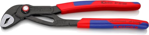 KNIPEX Cobra QuickSet Hightech-Wasserpumpenzange mit schlanken Mehrkomponenten-Hüllen grau atramentiert 250 mm, 87 22 250 von KNIPEX