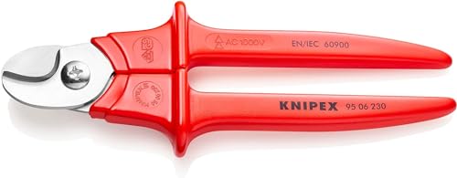 Knipex Kabelschere Griffe mit Kunststoff umspritzt isoliert, mit Kunststoff umspritzt, VDE-geprüft 230 mm (SB-Karte/Blister) 95 06 230 SB von Knipex