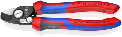 Knipex Kabelschere mit Öffnungsfeder brüniert, mit Mehrkomponenten-Hüllen 165 mm 95 22 165 von Knipex