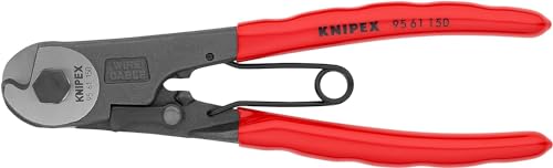 KNIPEX Bowdenzugschneider mit Kunststoff überzogen schwarz atramentiert 150 mm, 95 61 150 von KNIPEX