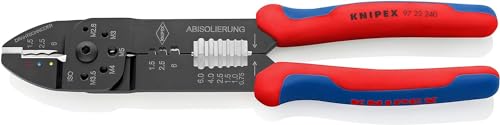 KNIPEX Crimpzange, 0,5-6,0 mm², für Kabelschuhe und Flachsteckverbinder, mit Abisolier- und Scheidfunktion, Presszange, Kabelschuhzange, 97 22 240 von Knipex