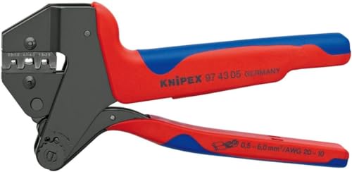 KNIPEX Crimp-Systemzange für auswechselbare Crimpeinsätze mit Mehrkomponenten-Hüllen brüniert 200 mm, 97 43 05 von KNIPEX