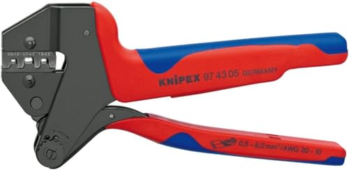 Knipex Crimp-Systemzange für auswechselbare Crimpeinsätze brüniert, mit Mehrkomponenten-Hüllen 200 mm 97 43 05 von Knipex